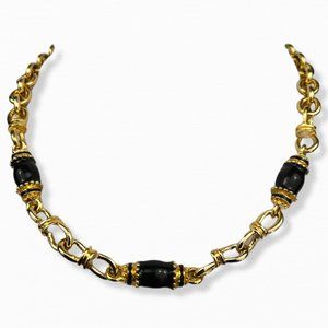 Vintage Gold Tone Chain an Barrell Bead Choker 1990’s